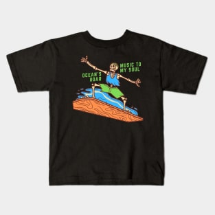 Ocean's Roar Skeleton Beach Party Kids T-Shirt